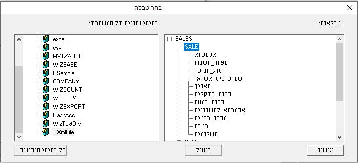 קליטת קובץ XML Files - יבוא מטבלת ODBC - חשבשבת מערכת ERP